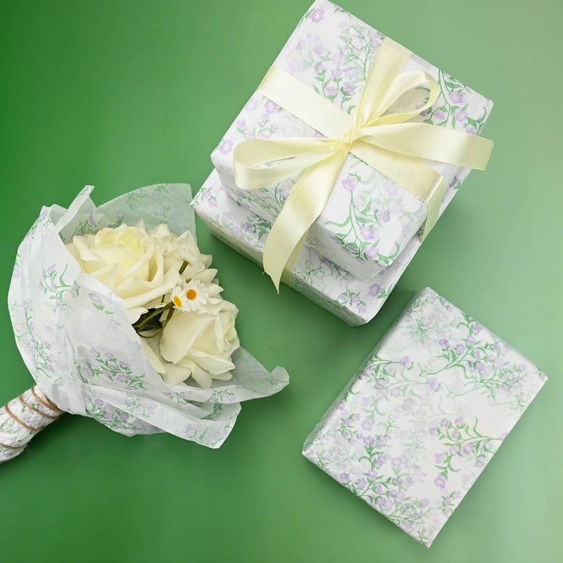 TINYFUTURE 100 Sheets Flower Gift Wrapping Tissue Paper Recyclable Greenery Botanical Packaging Bag for Wedding Birthday Showers Art Craft Party Favor Decoration - Image 5